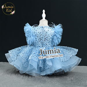 Vestido <span class=keywords><strong>de</strong></span> tutú <span class=keywords><strong>de</strong></span> plumas <span class=keywords><strong>de</strong></span> lentejuelas florales azules <span class=keywords><strong>para</strong></span> <span class=keywords><strong>niñas</strong></span> <span class=keywords><strong>de</strong></span> 6 años <span class=keywords><strong>de</strong></span> edad <span class=keywords><strong>fiesta</strong></span> esponjosa graduación boda princesa aspecto dulce estilo <span class=keywords><strong>de</strong></span> verano - Product Image 2