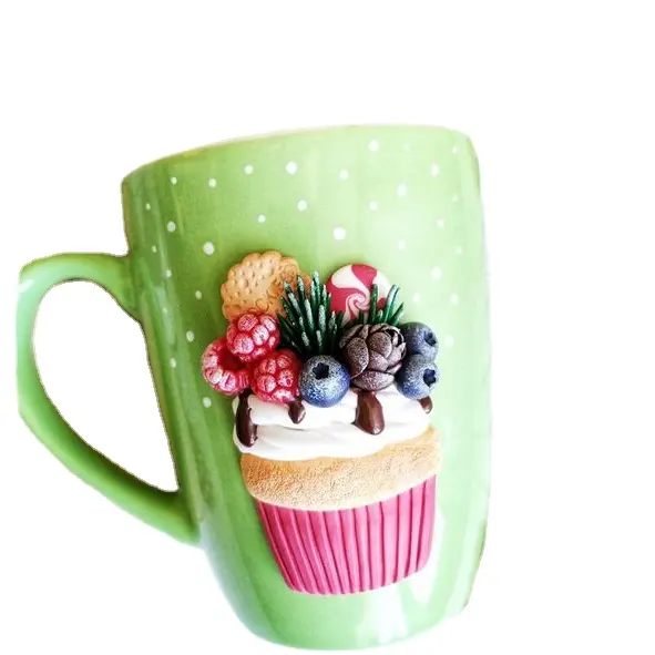 Hand-made Cup Cake polymer clay ceramic coffee 3D mugs