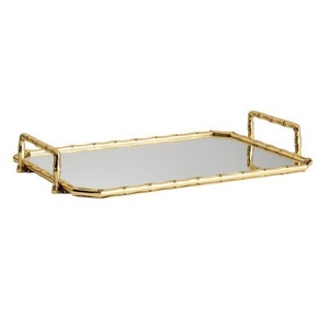 Nouvelle arrivée Plateau en métal et verre avec poignée en métal Plateaux décoratifs du fabricant et fournisseur indien - Product Image 3