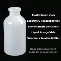 Botella de Vacuna Veterinaria de Plástico HDPE PE de 50 ml, Blanca, para Medicamentos Avícolas, con Tapón de Goma y Serigrafía