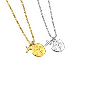 Collar con Colgante de Cruz de Acero Inoxidable de Calidad, Cadena de Caja, Joyería Vintage, Regalo para Uso Diario - Product Image 2