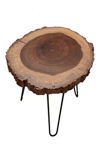 Wood Top Side Table Iron Hairpin Leg End Table Round Accent Table for Bedroom Living Room - Product Image 4