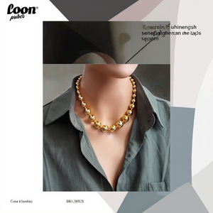 Collar de Bolas Redondas de Acero Inoxidable Estilo Punk en Color Dorado para Mujeres y Niñas, Cadena con Cuentas, Gargantilla, Joyería, Regalos - Product Image 3