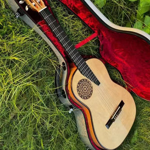 Haute qualité Sparrow Eye érable <span class=keywords><strong>classique</strong></span> tout solide <span class=keywords><strong>guitare</strong></span> <span class=keywords><strong>classique</strong></span> pour 39 pouces Shellac peinture <span class=keywords><strong>guitare</strong></span> à la main avec étui rigide - Product Image 1