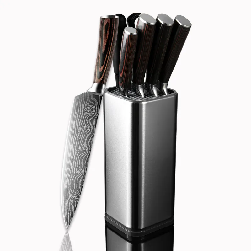 Kitchen Chef Set 4-8PCS set Knife Stainless Steel Knife Holder Santoku Utility Cut Cleaver Bread Paring Knives Scissors