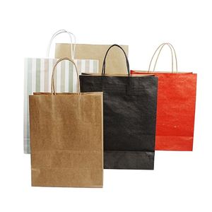 Sacs en papier kraft écologiques classiques personnalisés avec poignées longues pour l'emballage alimentaire et les courses – Vente en gros - Product Image 5