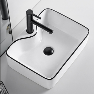 <span class=keywords><strong>Lavabo</strong></span> de línea negra blanca de alta calidad sobre encimera <span class=keywords><strong>Lavabo</strong></span> Art Basin Fregaderos de baño de cerámica - Product Image 4