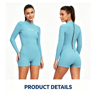 Muta da donna in neoprene da 3 mm con cerniera posteriore, manica lunga, anti-UV, ad asciugatura rapida per surf, snorkeling, immersioni - Servizio OEM ODM - Product Image 2