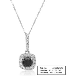 <b>Black</b> Diamond Halo Pendant Necklace 1.39 Cttw Round Brilliant Cut 10K White Gold H-I Color Fancy Dark Women's Everyday Wear - Product Image 5