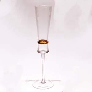 Crystal Coast Custom Handmade Wine Glass Modern Design Clear Ribbed Glass Gold <b>Ring</b> Dishwasher Safe Stainless Steel Parties - Product Image 4