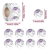 Autocollants ronds violets floraux papillon écologiques, best-sellers pour remercier vos clients