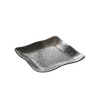 Assiette carrée japonaise en mélamine, bord ondulé, plat de service texturé, 15,5 cm x 15,5 cm, pour sushi, dessert, thé, en-cas