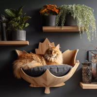 Nouvelle Arrivée Personnalisée : Lit pour Chat Mural en Forme de Feuille, Design Tendance en Bois Chaleureux, Nid pour Animaux de Compagnie Toutes Saisons pour Petits Animaux d'Intérieur