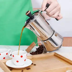 SIYUE Bình Mocha Bình Pha Cà Phê Espresso Bằng Thép Không Gỉ 9 Cốc Bình Pha Cà Phê Ý Dung Tích Bộ Quà Tặng Cà Phê Moka Latte 9158