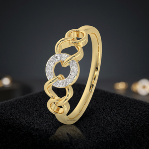 Bague en diamant de culture entrelacée, design élégant à maillons circulaires, bijoux de luxe en or pour femmes, or 10K 14K 18K, argent 925 935 - Product Image 1