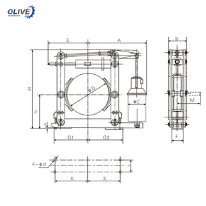 Frein électro-hydraulique de type tambour pour pont roulant YWZ-200/25 200N.m avec sabot de frein et ressort pour déplacement du palan - Product Image 2
