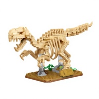 Ensemble de blocs de construction de squelette de dinosaure, 4 modèles, kit d'assemblage de briques, jouet en plastique sur le thème des animaux et de la nature