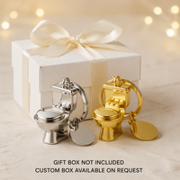 Pendentif en métal amusant en forme de toilettes, bicolore argent et or, cadeau fantaisie, vente en gros, directement de l'usine, OEM personnalisé pour porte-clés