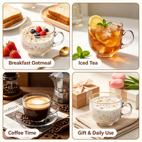 Tasse à café en verre résistant à la chaleur avec anse dorée, 450 ml, grande tasse en verre pour café, thé, lait, vaisselle en verre