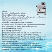 Mesin Espresso Profesional 15 Bar Semi-Otomatis dengan Penggiling Biji Kopi