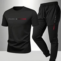 Costume décontracté pour homme PARIS, printemps et été, nouveau style, imprimé lettres, tendance américaine, sport, mode, ensemble deux pièces à manches courtes et pantalon