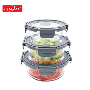PYGLASS vente chaude récipient alimentaire en verre avec couvercle en verre trempé ensemble de récipients de stockage des aliments en verre - Product Image 3