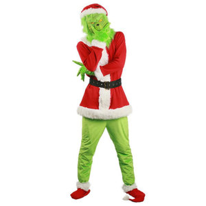 <span class=keywords><strong>Masque</strong></span> en latex intégral <span class=keywords><strong>Grinch</strong></span> tendance, gants, chapeau de Noël, accessoire de cosplay pour les fêtes et les célébrations de Noël - Product Image 5