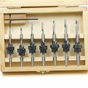 Khoan Bit Set, 7PC hộp gỗ khoan