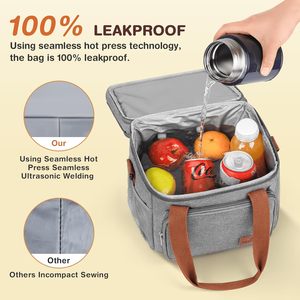Large Capacity 17L Expandable Double Deck Insulated Lunch Bag Leakproof Reusable Cooler Tote Box with Shoulder Strap for Work - Product Image 5