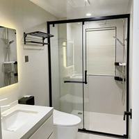 Bain de rêve Salle de douche en acier inoxydable écologique Écran de douche à ligne droite sur mesure Séparation sèche et humide Porte coulissante
