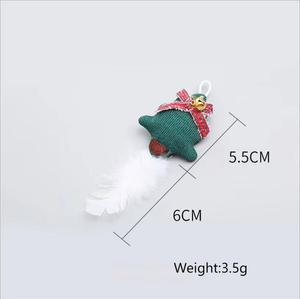 Juguete de plumas para gatos de la serie navideña - Juego interactivo - Estilo de dibujos animados para perseguir - Colores surtidos 6g Diferentes - Product Image 5
