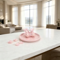 Vase en céramique rose brillant avec nœud papillon pour la décoration de la maison, centre de table, arrangement floral de mariage, cadeau