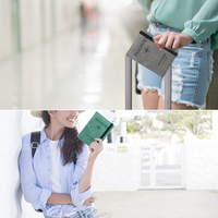 Dompet Pria Fashion Kustom - Penutup Paspor Kulit PU dengan Tempat Kartu dan Slot Tiket, Anti RFID untuk Perjalanan Aman