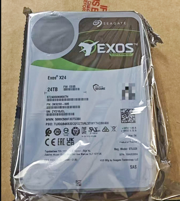 For Original Fast Shipping Exos X24 ST24000NM007H 24TB SAS 12Gb/s 7.2K 3.5 Inch Hard Disk Drive for Server HDD