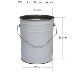 Customized Printing 20 Liter Metal Paint Tin Bucket With Handle And Lid For Solvent-Based Paints