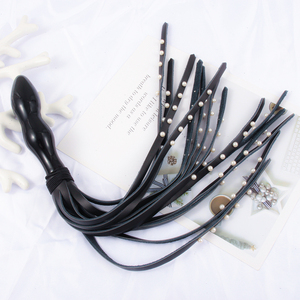 Nuovo vetro Dildo anale Plug in pelle frusta per coppie SM Flogger schiavo culo anale perline regina frusta - Product Image 1