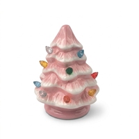 Sapin de Noël en céramique lumineux à LED, fonctionnant sur piles, veilleuse pour la décoration de table de Noël à la maison