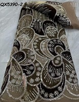 Dentelle en velours doux africaine Mikemaycall avec paillettes, tissu en dentelle brodée pour robe de mariée nigériane, 5 yards