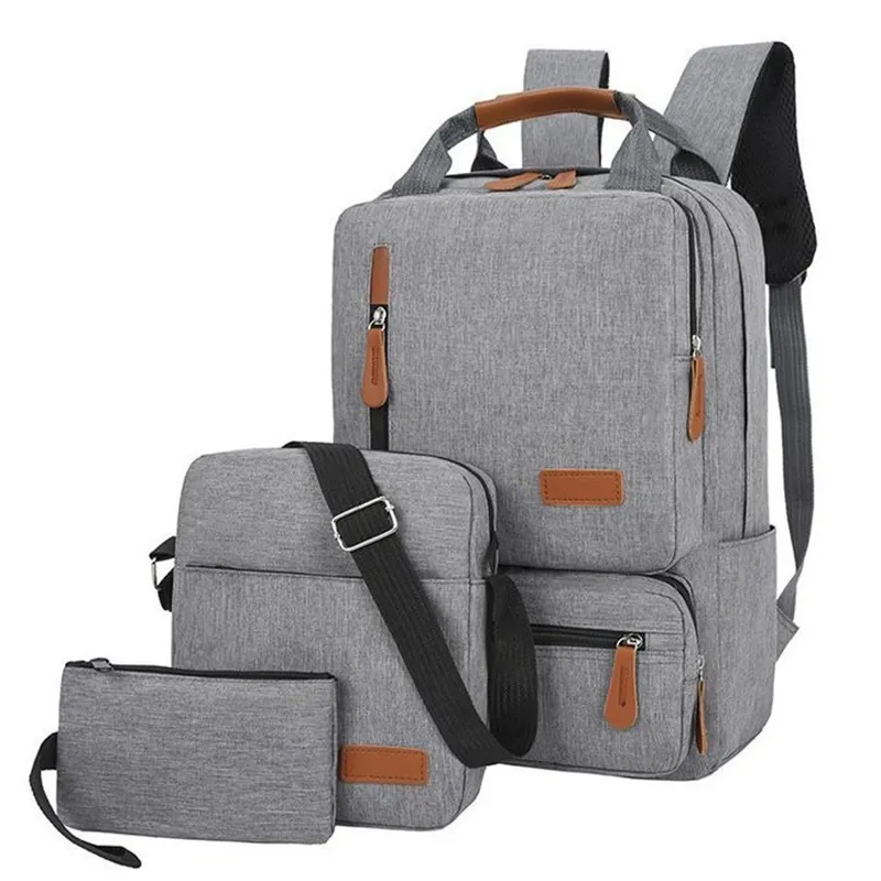 KBW533 Nouveau sac d'école USB sac à dos pour ordinateur sac coréen extérieur affaires hommes sac à bandoulière trois ensembles de tissu Oxford polyester