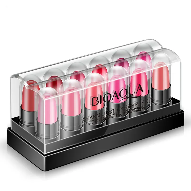 BIOAQUA 12-farbige Lippenstifte niedlicher Nude-Creme-Kit langanhaltend wasserdicht kleines Make-Up-Kartonsatz Matte Mini-Lippenstift-Set