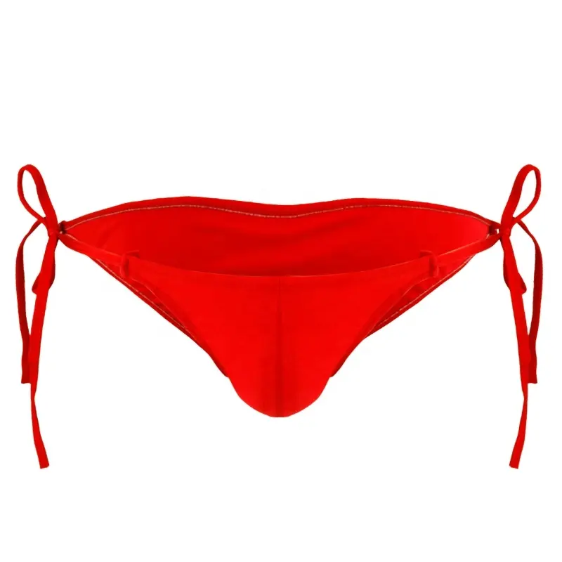 Wholesale Sexy Men Low Rise Underwear Smooth Breathable Bikini Briefs with Fastening String Swimwear