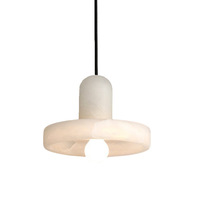 Petit lustre de chevet en marbre espagnol naturel blanc et cuivre doré, de luxe léger, pour restaurant, bar, chambre principale, entrée design
