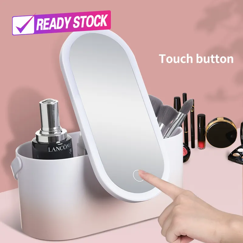 In Stock Internet celebrity favorite Multi-function LED Beauty Case makeup case led mirror Storage Travel LED Makeup Mirror Kit