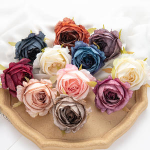 Couleur brûlée Artificielle Vintage Roses Faux Soie Rose Fleurs pour DIY Bouquets Pièce Maîtresse De Mariage Fête Maison Cuisine Décoration - Product Image 2