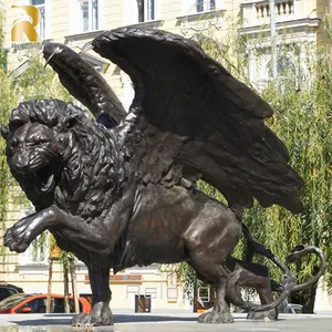 Sculpture décorative extérieure en laiton, Statue de Lion en Bronze, gardien