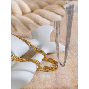 JINYOU 4253 <span class=keywords><strong>Collana</strong></span> a Catena Multistrato Minimalista ed Elegante in Acciaio Inossidabile Placcato Oro 18K PVD di Alta Qualità - Product Image 4