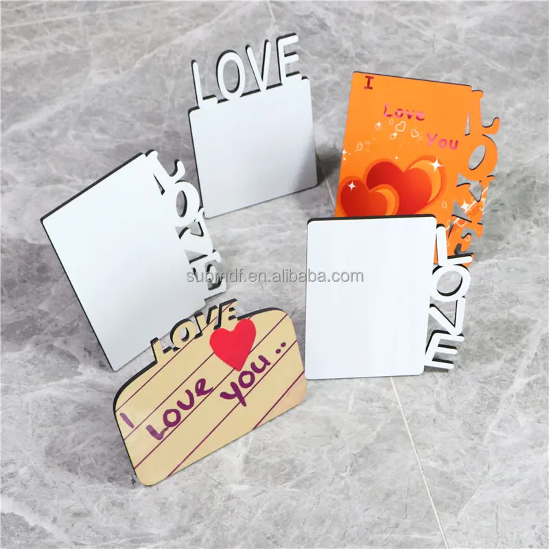 Placas de foto de amor de madera, DIY, alta calidad, personalizadas, por sublimación, marco de amor de MDF, venta al por mayor