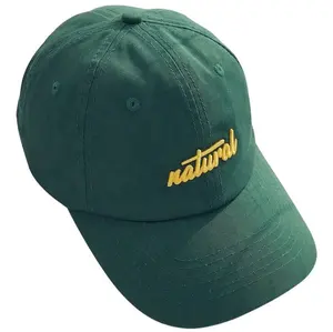 厂家批发刺绣logo100% 棉6面板绿色棒球帽爸爸帽子