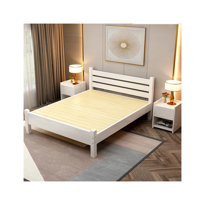 יצרן עשוי היטב מודרני חדר שינה ריהוט מעץ מלא מיטה זוגית