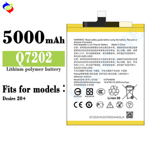 แบตเตอรี่โทรศัพท์เพื่อสุขภาพ5000mAh 3.85V 100% Q7202สำหรับ <span class=keywords><strong>HTC</strong></span> <span class=keywords><strong>Desire</strong></span> <span class=keywords><strong>20</strong></span> + แบตเตอรี่ลิเธียมไอออน - Product Image 1
